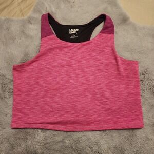 Lands' End Girls Pink Space Dye Athletic Racerback Crop Tank Top Large 10-12